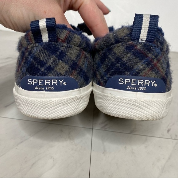 New! Sperry Pier Wave Blue Plaid Slip On Sneaker 9 - Picture 4 of 14